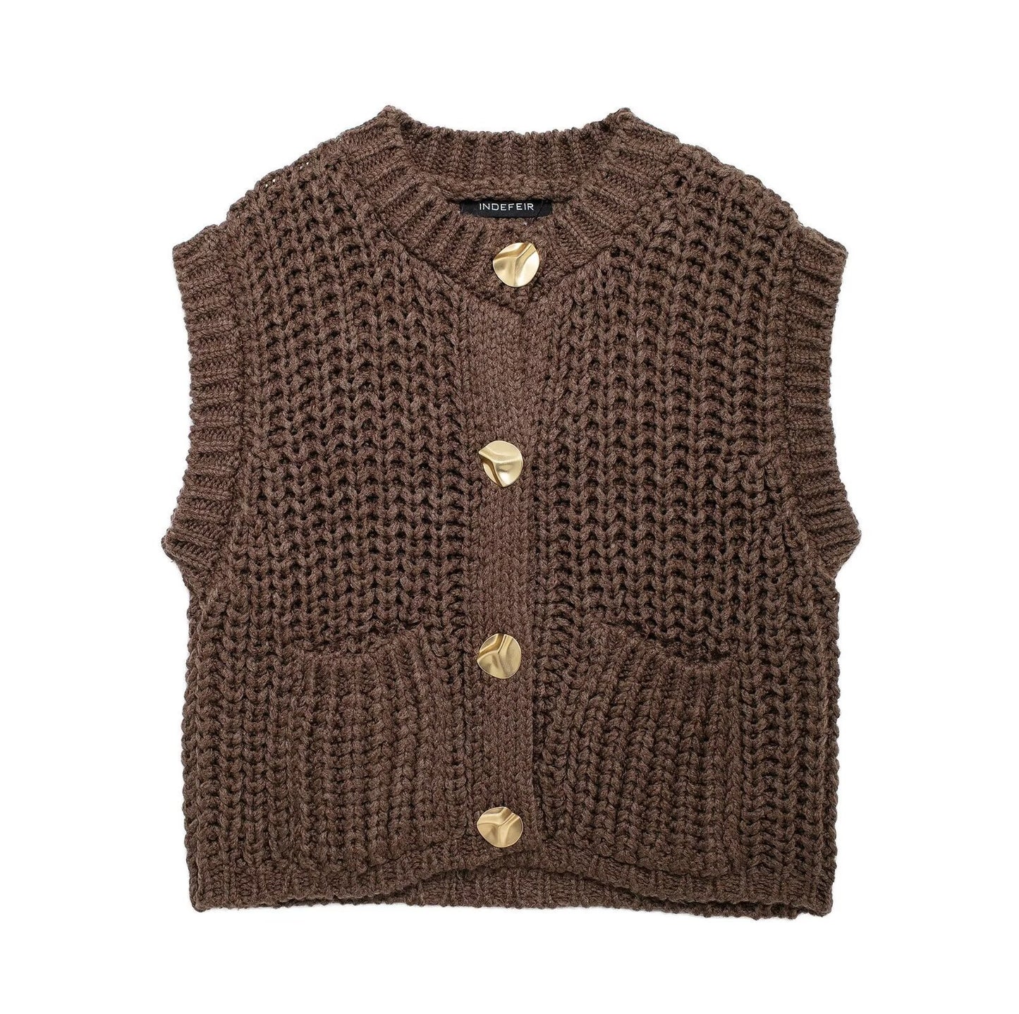 Cardigan sans manches en grosse maille, coupe élégante